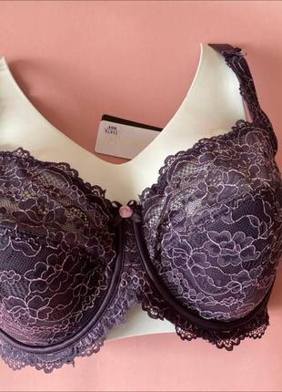 80/85/90/95/100f бюстгальтер полумягкий кружевной, сливовый