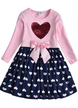 Дитяча святкова сукня серце з паєтками для дівчинки vikita 19312