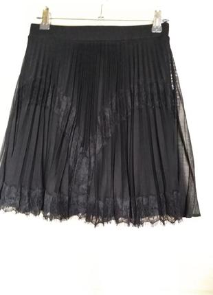Плиссированная юбка с гипюровым сетевым сетом
