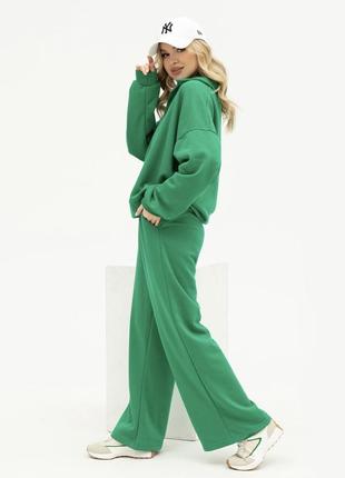 Костюм: кофта и широкие штаны бежевый черный зеленый3 фото