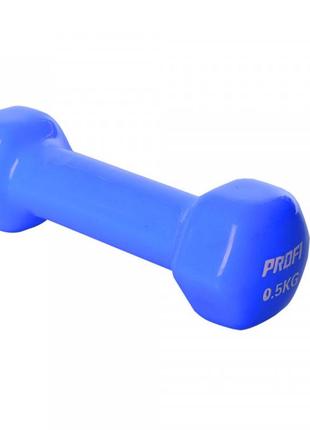 Гантель із вініловим покриттям profi 05 кг синій (m0288(blue))