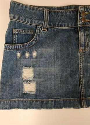 Стильная джинсовая юбка с потертостями и дырками от new look р.l-xl2 фото