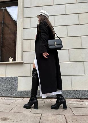 Шкіряні ботфорти на каблуку