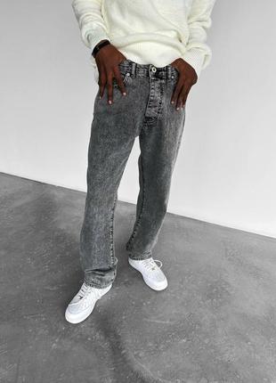 Мужские удлиненные широкие джинсы / серые джинсы классика