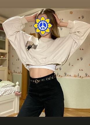 Бежевый кроп топ🤎 6