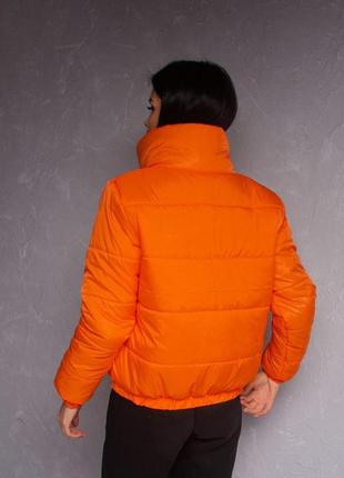 Куртка жіноча коротка демісезонна — 008 жовтогарячий колір2 фото