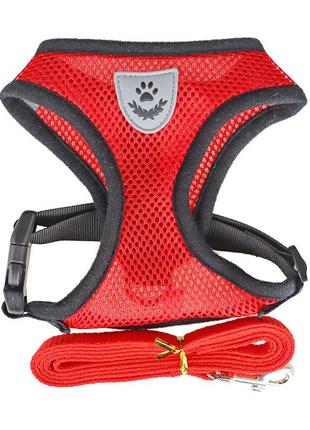 Нагрудна шлея повідець для домашніх тварин (котів та собак) червоний