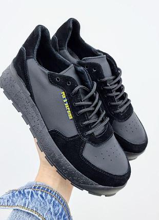 Стильные натуральные деми кроссовки (замша + кожа) в наличии и под отшив💙💛🏆