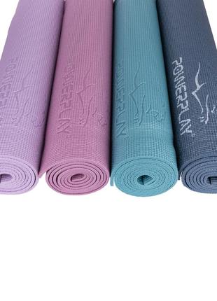 Килимок для йоги та фітнесу powerplay 4010 pvc yoga mat лавандовий (173x61x0.6)10 фото