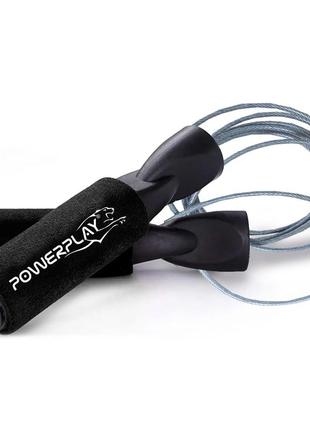 Скакалка швидкісна з підшипниками powerplay 4209 sport jump rope чорна (3m.)