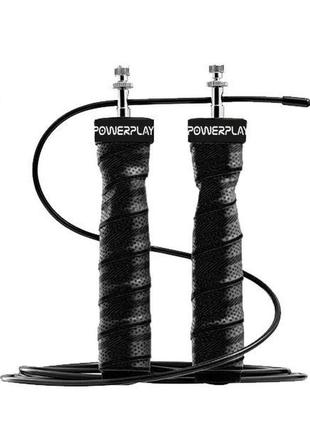 Скакалка швидкісна на підшипниках powerplay 4208 fitness jump rope чорна (3m.)