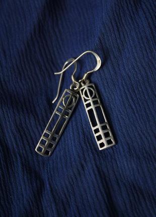 Серебро серьги подвески в стиле макинтош ар деко графичные сережки charles rennie macintosh