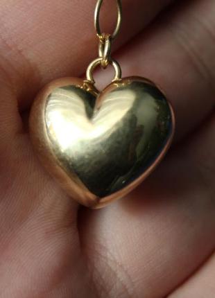 Veronese серебро позолота колье цепочка с подвеской объемное сердце маркировка5 фото