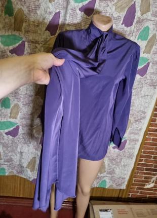 Блуза бант фіолетова5 фото