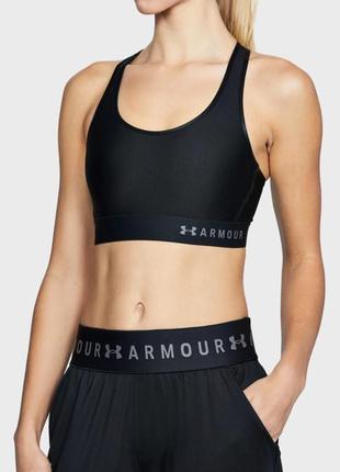 Armour mid keyhole bra, жіночий чорний спортивний топ, р.м