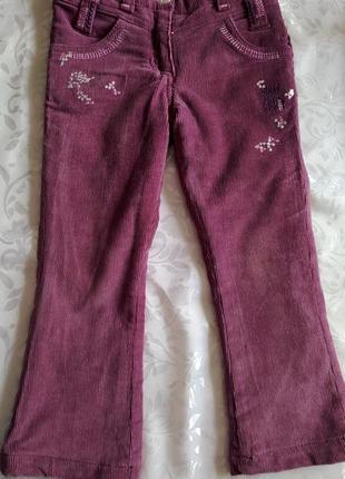 Джинсы вельветовые брюки sani на флисе, 4т, 104 см4 фото