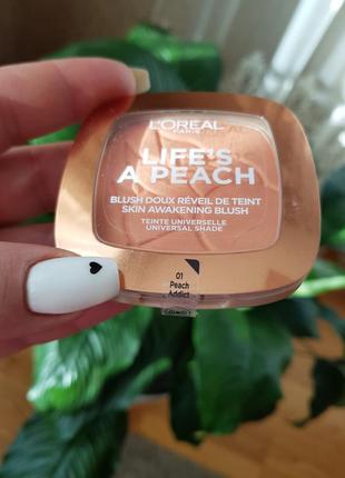 Румяна для лица лореаль l'oreal paris life's a peach blush 01 peach addict2 фото