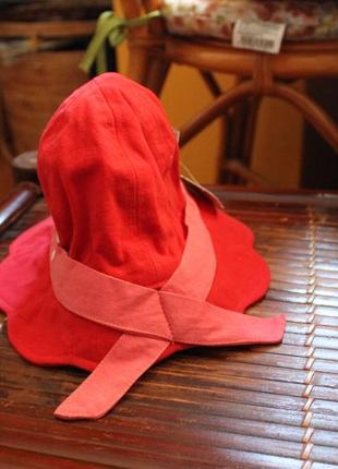 Красная панамка с милыми хвостиками2 фото
