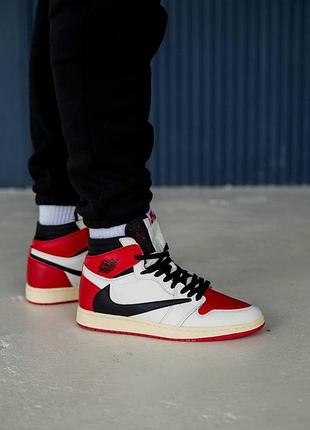 Кросівки travis scott x air jordan 1 high og “heritage” custom
