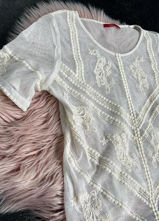 Прозрачная блуза молочного оттенка с вышивкой 🕊️очень красивая 🤍2 фото