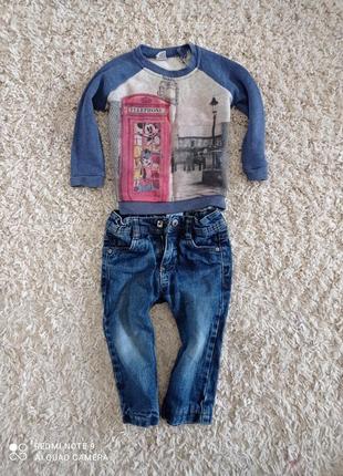 Дитячий комплект джинсики papagino р.80 +кофтинка disney