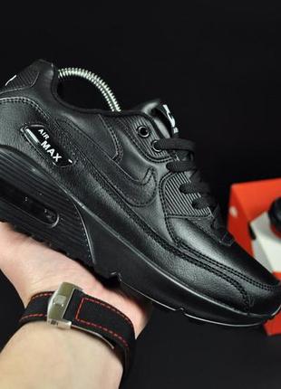 Кросівки nike air max 90 black / женские кроссовки найк ейр макс кожанные демисезонные