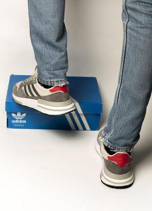 Удобные и красивые кроссовки adidas в сером цвете2 фото