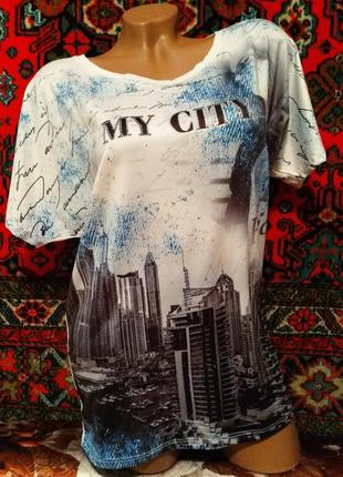 Красивая футболка со стразами 💥my city 💥2 фото