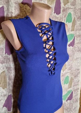 Майка шнуровка  синяя