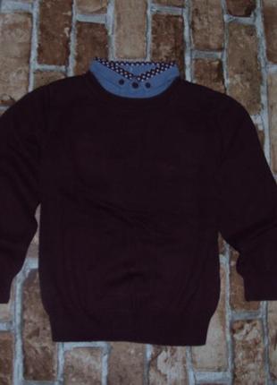 Стильный хлопковый свитер обманка кофта мальчику 3 - 4 года next4 фото