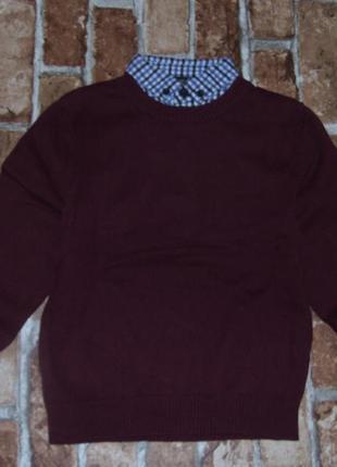 Стильный хлопковый свитер обманка кофта мальчику 3 - 4 года