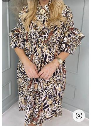 Платье туника свободное в принт cameo rose оверсайз