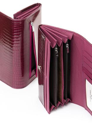 Жіночий шкіряний гаманець з натуральної шкіри бордового кольору3 фото