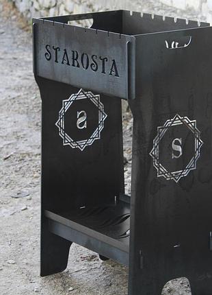 Мангал shop-pan розбірний високий з підставкою для дров на 10 шампурів