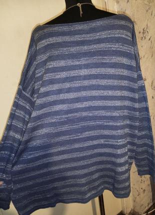 Трикотажного в'язання блузка-джемпер в смужку-люрекс,великого розміру,германія4 фото