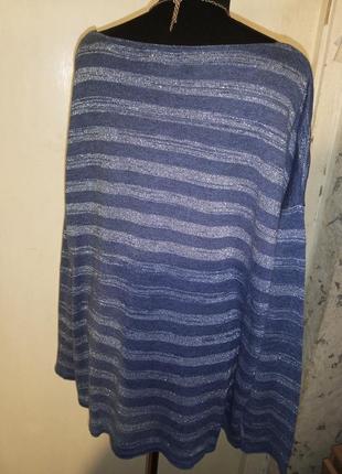 Трикотажного в'язання блузка-джемпер в смужку-люрекс,великого розміру,германія3 фото