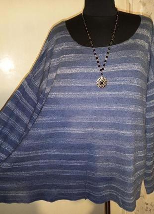 Трикотажного в'язання блузка-джемпер в смужку-люрекс,великого розміру,германія2 фото