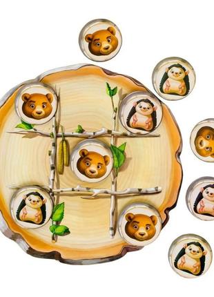 Дерев'яна настільна гра "хрестики-нулики" ubumblebees (псд159) psd159 їжачок та ведмідь топ2 фото