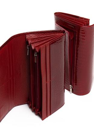 Женский кожаный кошелек из натуральной кожи бордового цвета3 фото