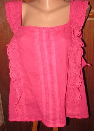 Ефектна  котонова блуза з мереживом