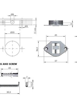 Навес сoncealed bracket ø35мм/внутренний зацеп/c крючком и дюбелем, italiana...