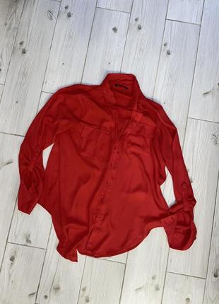 Красная шифоновая рубашка1 фото