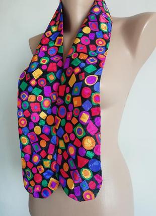 👑 шелковый шарф в стиле колор-блок 👑 платок с принтом4 фото