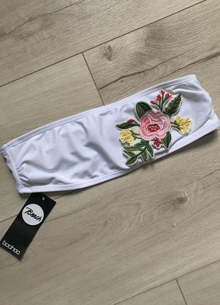 Топ бандо лиф от купальника с вышитой аппликацией цветы boohoo3 фото