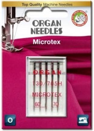 Голки швейні для мікротекстилю organ microtex №60/70 для побутових швейних машин блістерна упаковка 5 штук