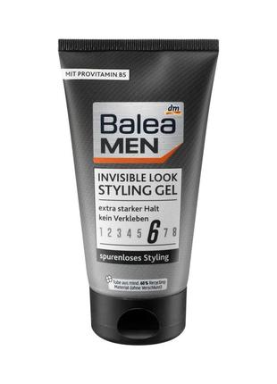 Мужской гель для укладки волос с крепкой фиксацией balea men invisible look 150мл (германия)