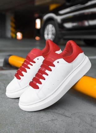 Жіночі кросівки alexander mcqueen low white red знижка sale / smb3 фото