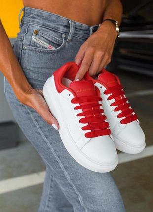 Жіночі кросівки alexander mcqueen low white red знижка sale / smb5 фото