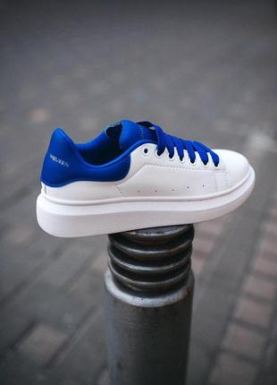 Женские кроссовки alexander mcqueen low white blue 1 скидка sale / smb4 фото