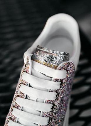 Жіночі кросівки alexander mcqueen low lace-up glitter leather / smb5 фото